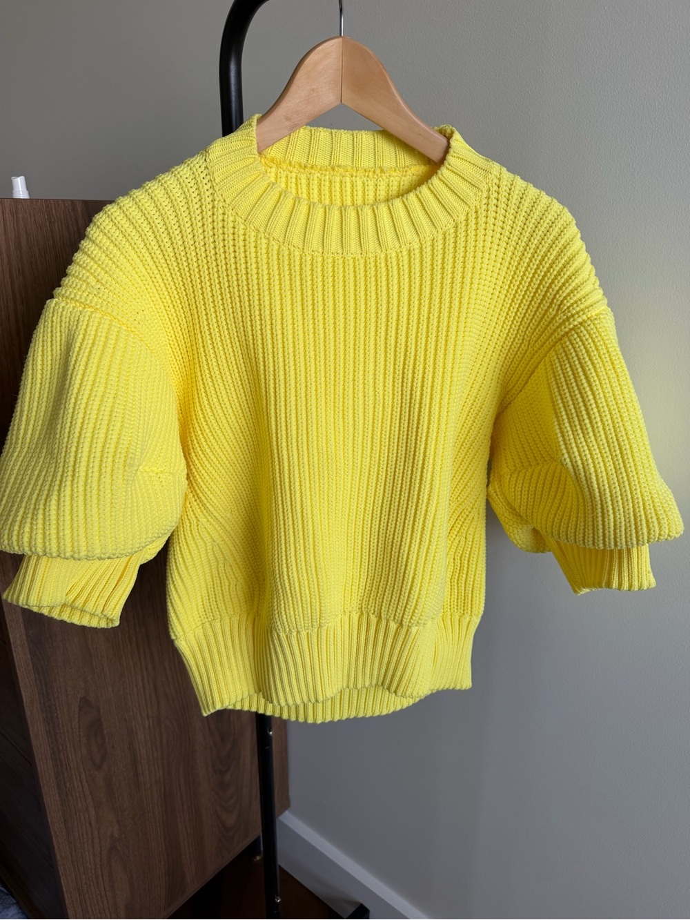Sacai Bright Yellow Ribbed Knit Chunky Sweater Size 3 (US Large)